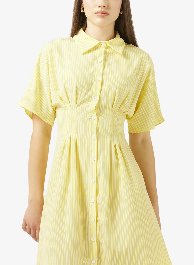 Ginger  Button Up Pinstripe Shirt Dress for Women | Best Price UAE